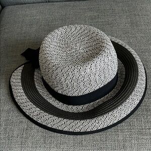 Black and White Woven Sun Hat